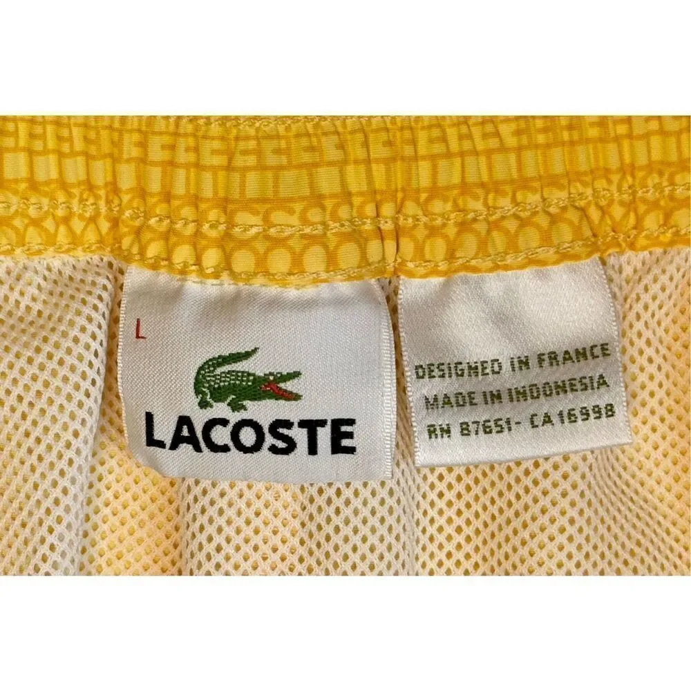 Lacoste Netted Yellow Men’s Board Swim Trunks Large - Picture 4 of 10